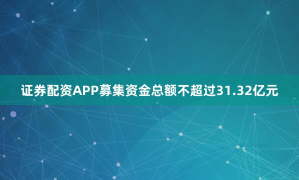 证券配资APP募集资金总额不超过31.32亿元